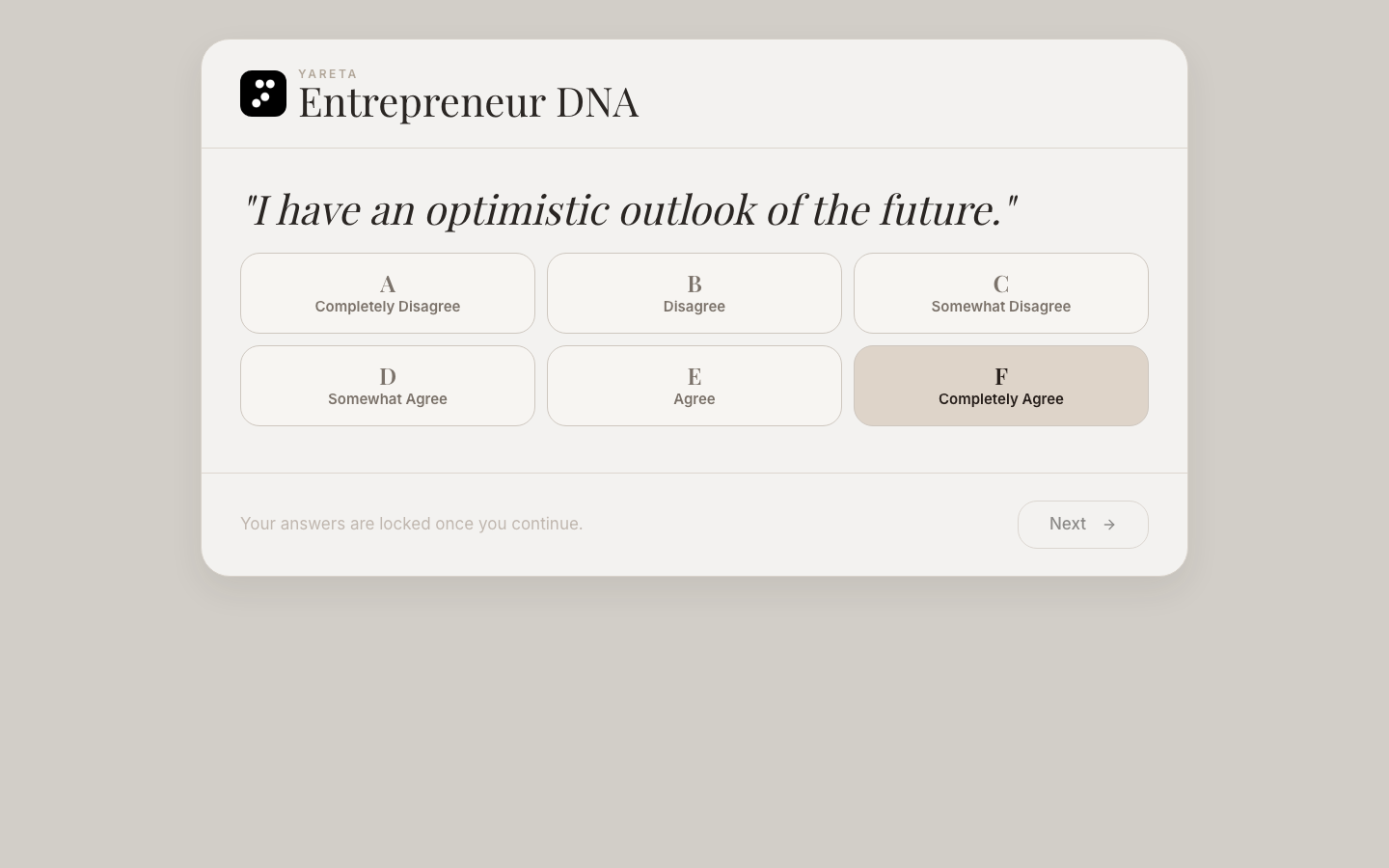 Entrepreneur DNA scale question