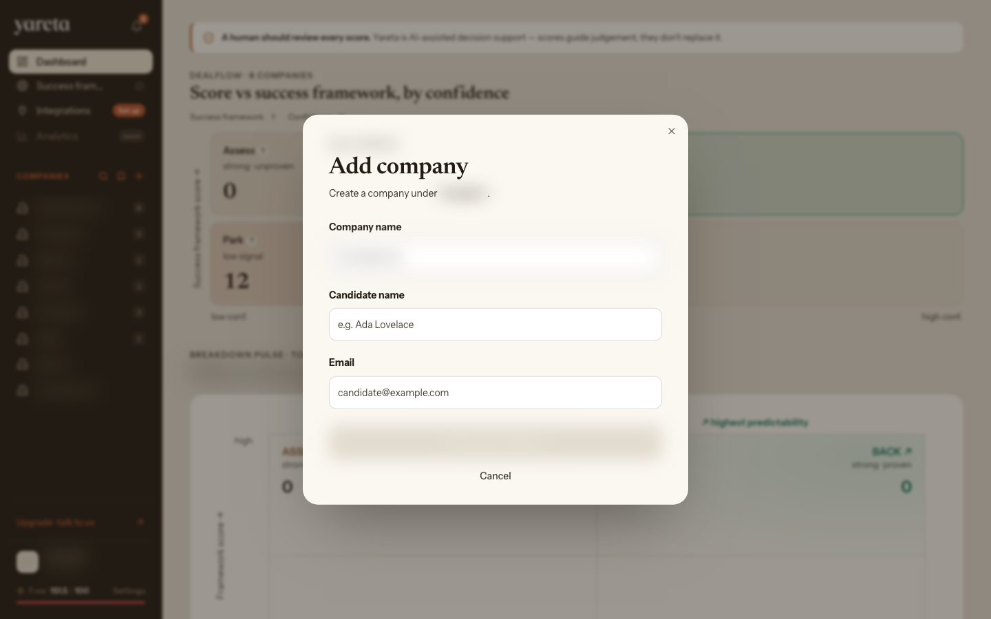 Add company — filled