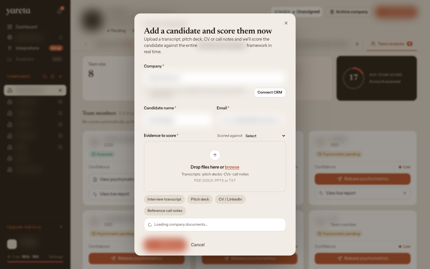 Add candidate modal