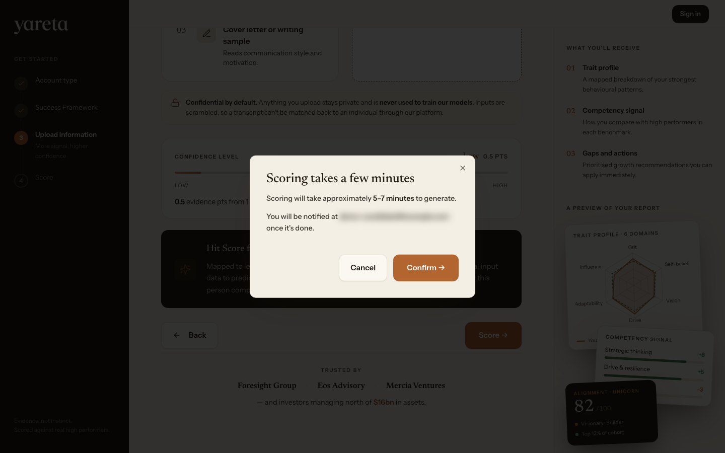 Charity — Confirm scoring