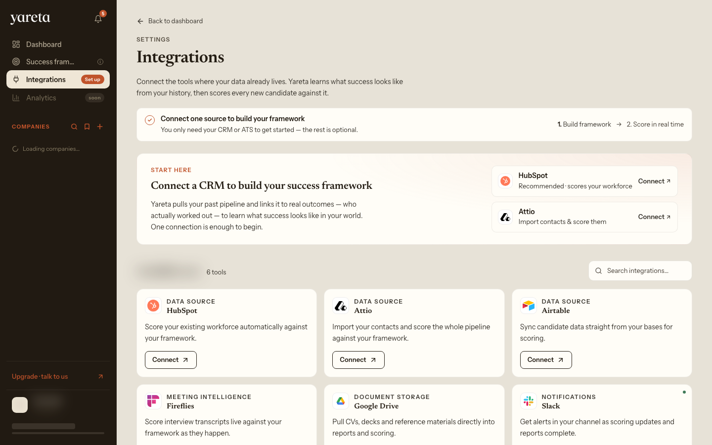 Integrations hub