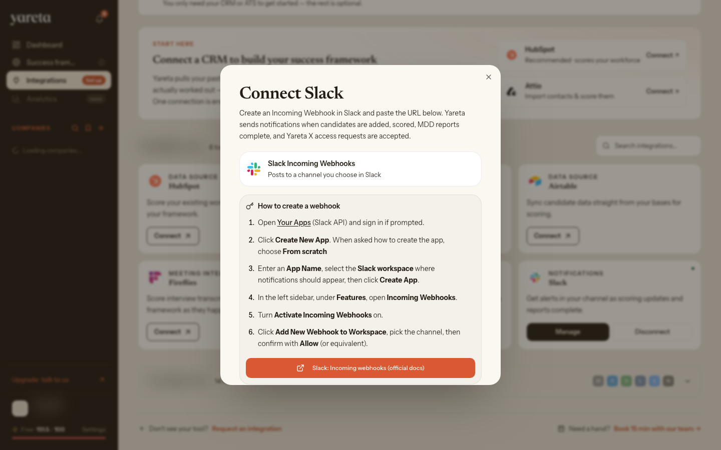 Slack on integrations